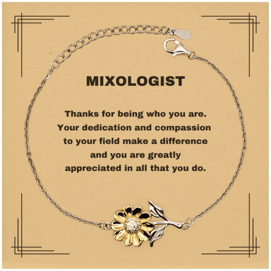 Mixologist Sunflower Bracelet - Thanks for being who you are - Birthday Christmas Jewelry Gifts Coworkers Colleague Boss - Mallard Moon Gift Shop