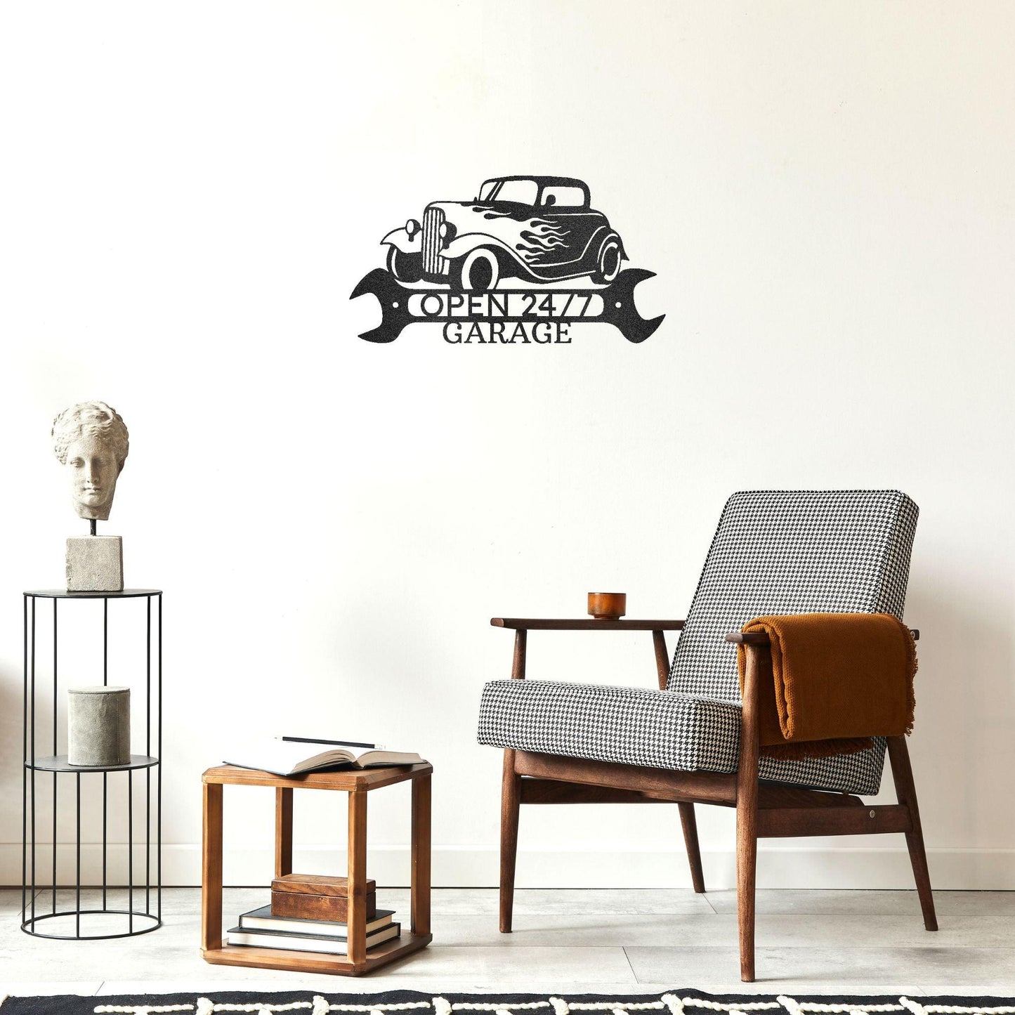 Hot Rod Shop Monogram Personalized Indoor Outdoor Steel Wall Sign Metal Art - Mallard Moon Gift Shop