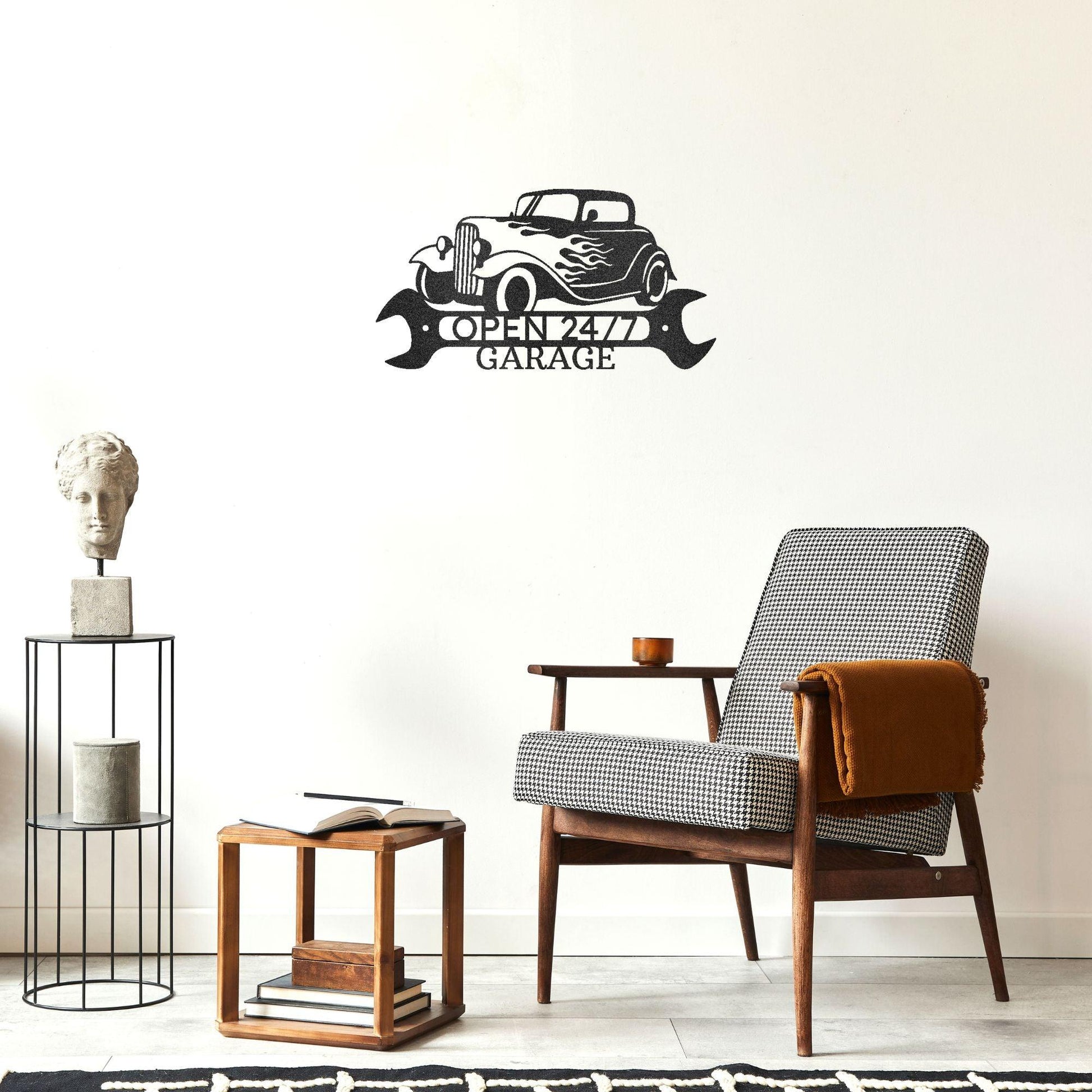 Hot Rod Shop Monogram Personalized Indoor Outdoor Steel Wall Sign Metal Art - Mallard Moon Gift Shop
