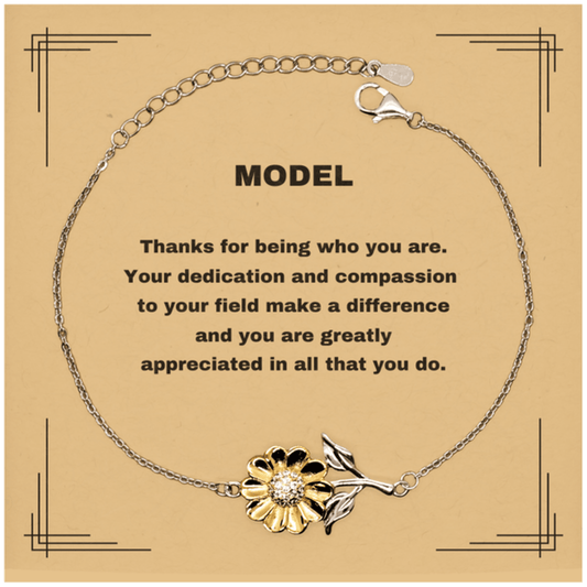 Model Sunflower Bracelet - Thanks for being who you are - Birthday Christmas Jewelry Gifts Coworkers Colleague Boss - Mallard Moon Gift Shop
