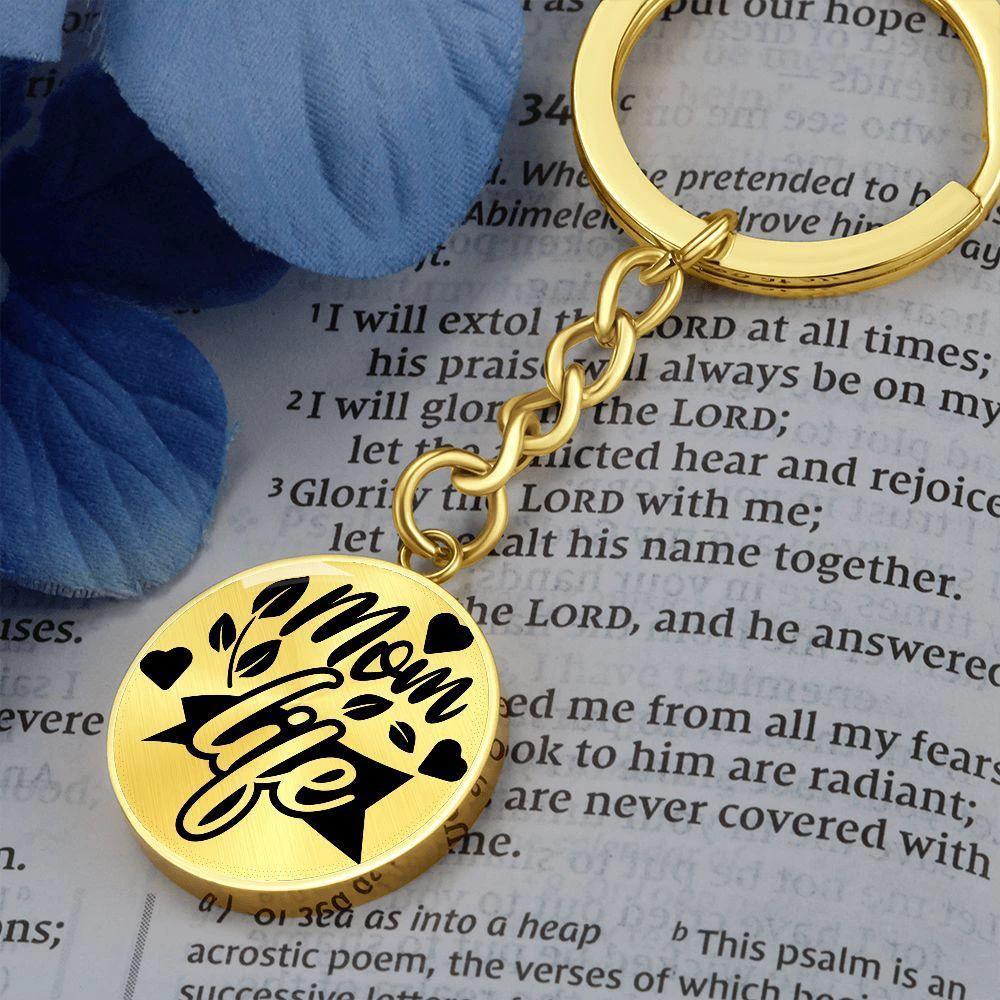 Mom Life Engraved Circle Keychain – Stainless Steel Everyday Mom Gift, Cute Mother’s Day Keepsake for Busy Moms