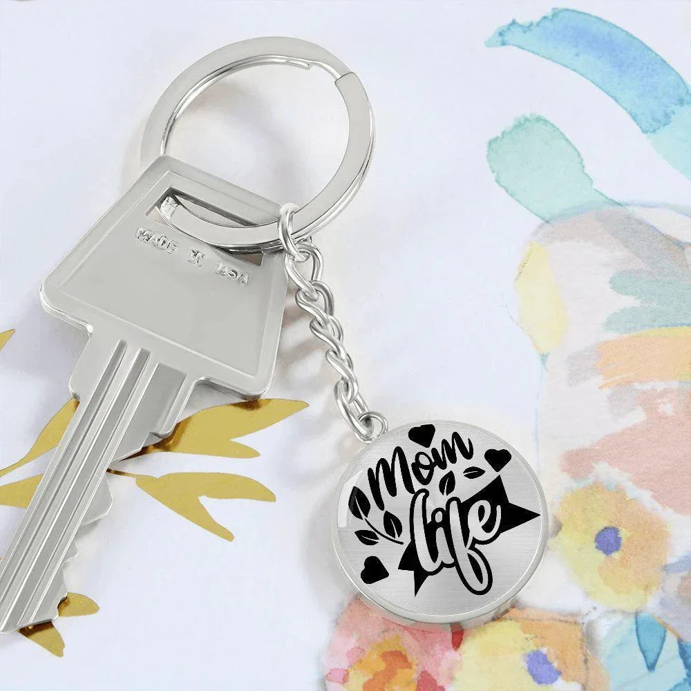 Mom Life Engraved Circle Keychain – Stainless Steel Everyday Mom Gift, Cute Mother’s Day Keepsake for Busy Moms