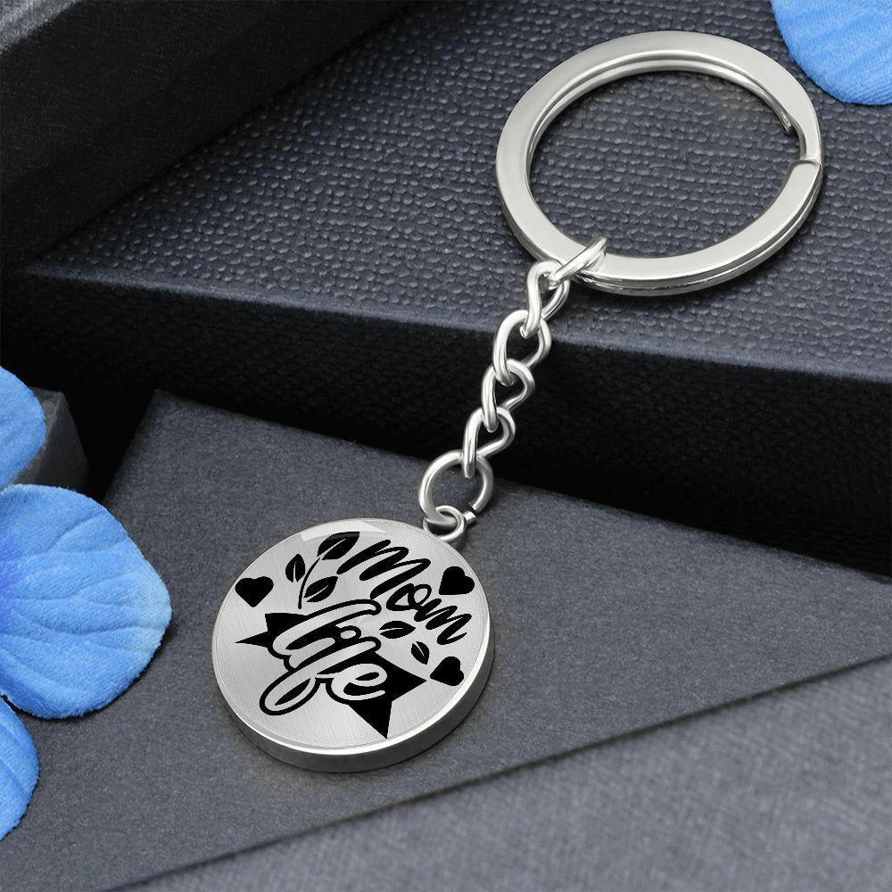 Mom Life Engraved Circle Keychain – Stainless Steel Everyday Mom Gift, Cute Mother’s Day Keepsake for Busy Moms