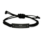 Mom Long Distance Relationship Gifts, No matter the miles that separate us, Cute Love Black Rope Bracelet For Mom, Birthday Christmas Unique Gifts For Mom