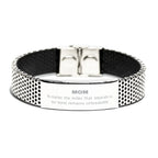 Mom Long Distance Relationship Gifts, No matter the miles that separate us, Cute Love Stainless Steel Bracelet For Mom, Birthday Christmas Unique Gifts For Mom