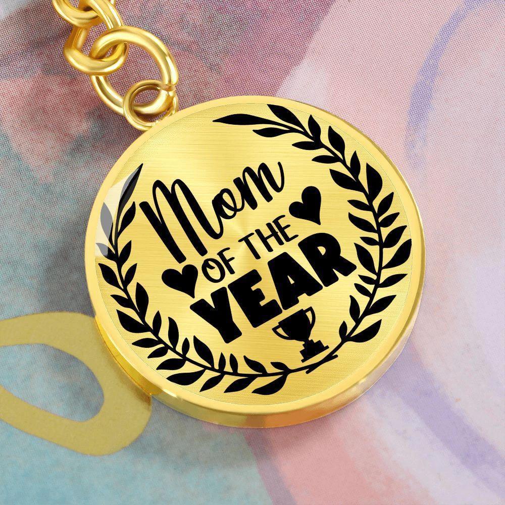 Mom of the Year Engraved Circle Keychain – Stainless Steel Mother’s Day Award Gift, Appreciation Keepsake for Amazing Moms