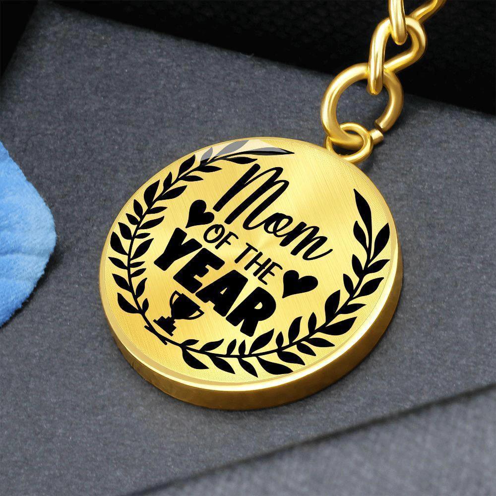 Mom of the Year Engraved Circle Keychain – Stainless Steel Mother’s Day Award Gift, Appreciation Keepsake for Amazing Moms