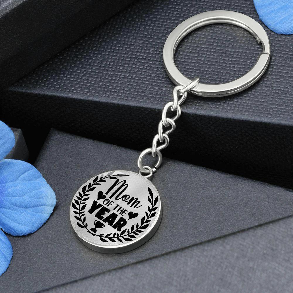 Mom of the Year Engraved Circle Keychain – Stainless Steel Mother’s Day Award Gift, Appreciation Keepsake for Amazing Moms