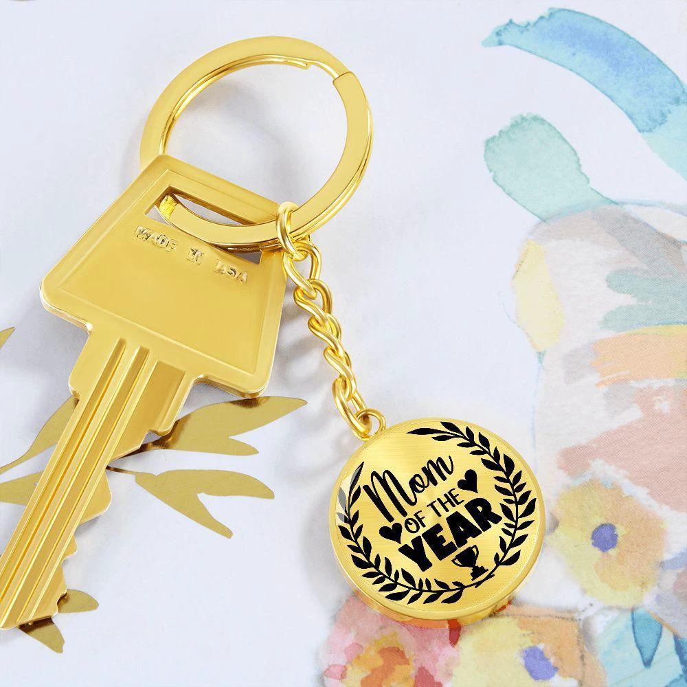 Mom of the Year Engraved Circle Keychain – Stainless Steel Mother’s Day Award Gift, Appreciation Keepsake for Amazing Moms