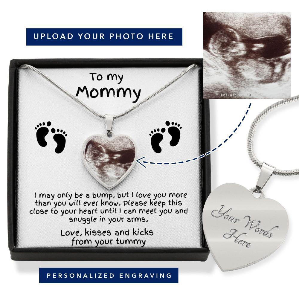 Mom to Be Ultrasound Photo Heart Necklace