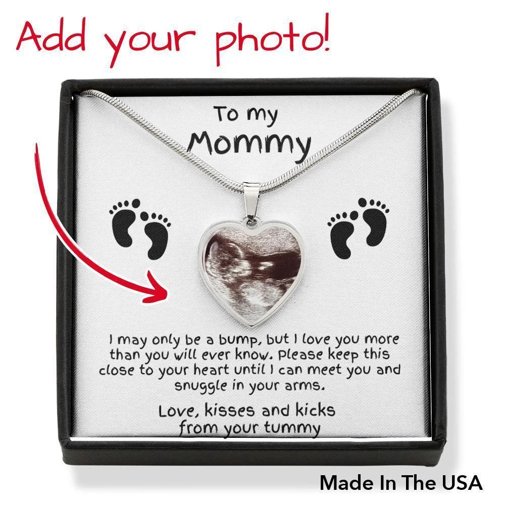 Mom to Be Ultrasound Photo Heart Necklace