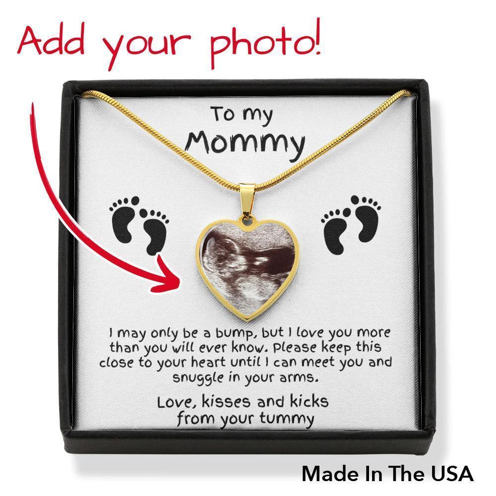 Mom to Be Ultrasound Photo Heart Necklace