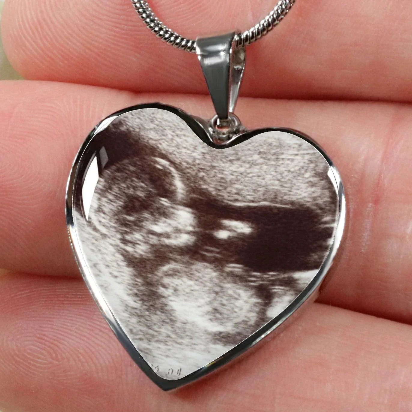 Mom to Be Ultrasound Photo Heart Necklace