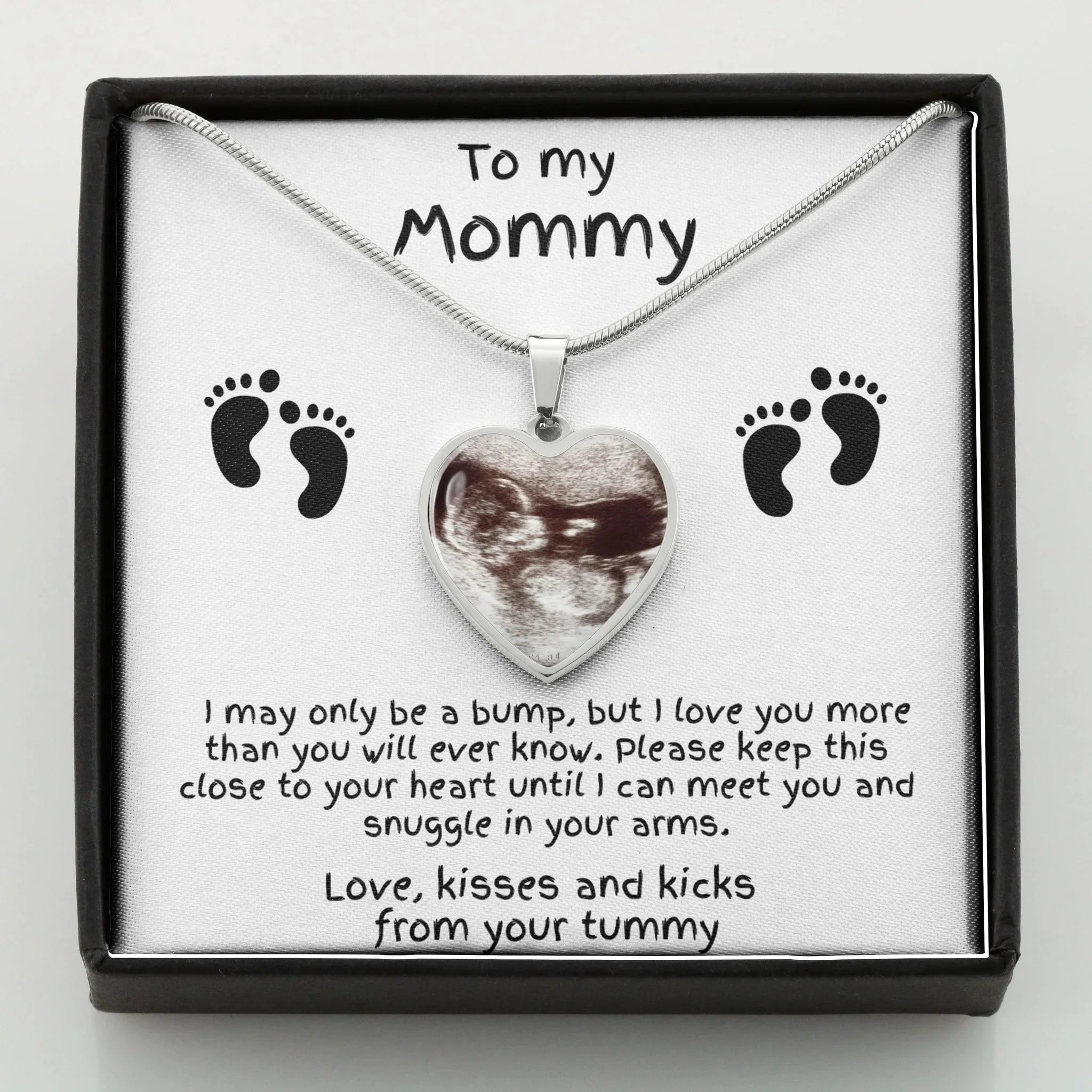 Mom to Be Ultrasound Photo Heart Necklace