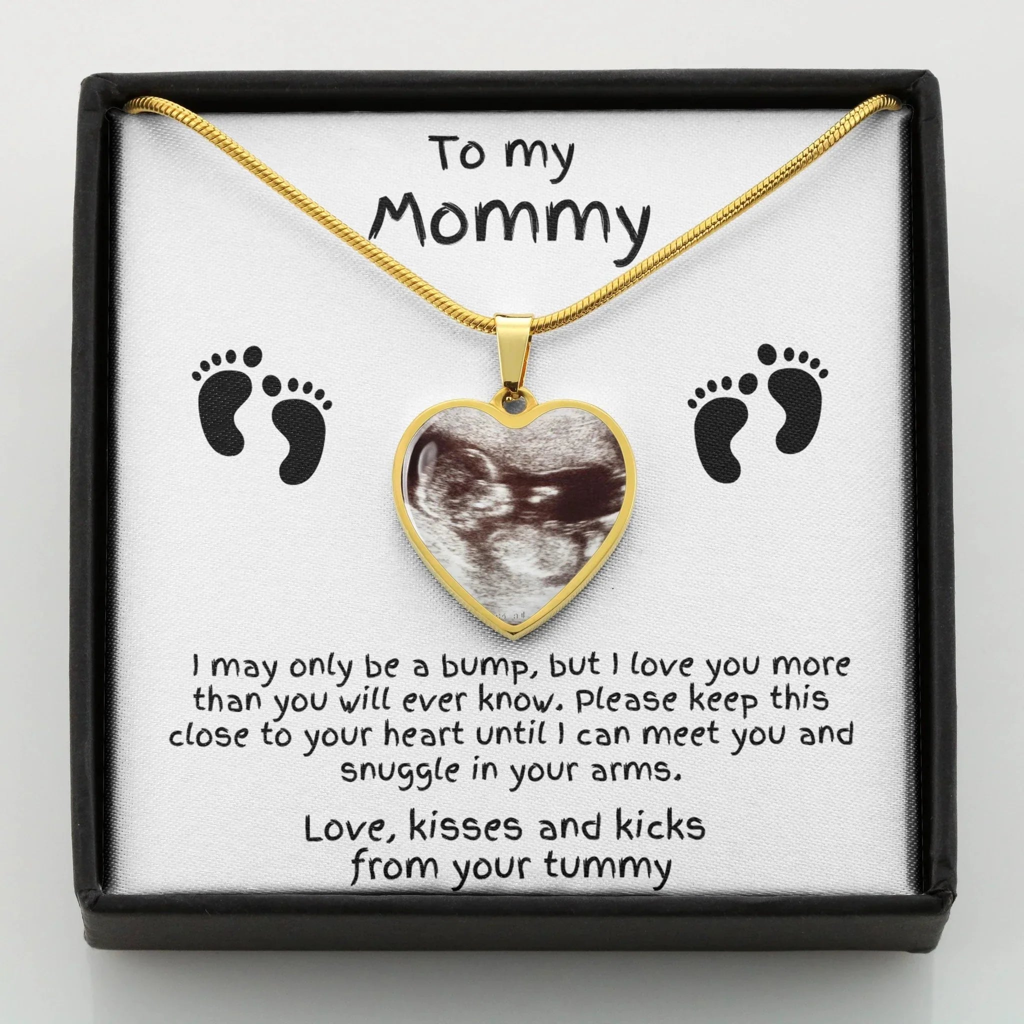 Mom to Be Ultrasound Photo Heart Necklace