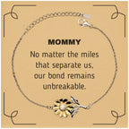 Mommy Long Distance Relationship Gifts, No matter the miles that separate us, Cute Love Sunflower Bracelet For Mommy, Birthday Christmas Unique Gifts For Mommy