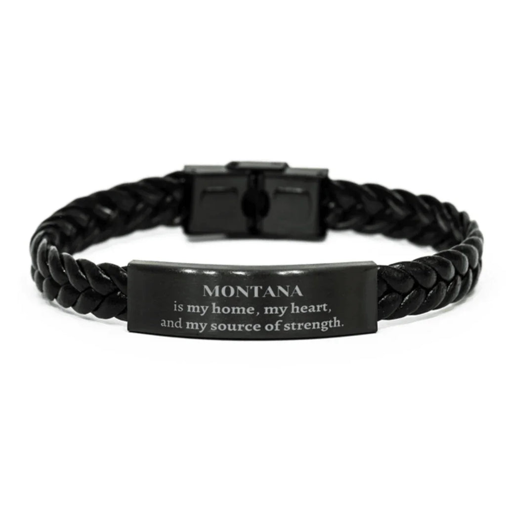 Montana is my home Gifts, Lovely Montana Birthday Christmas Braided Leather Bracelet For People from Montana, Men, Women, Friends