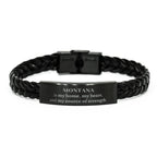 Montana is my home Gifts, Lovely Montana Birthday Christmas Braided Leather Bracelet For People from Montana, Men, Women, Friends