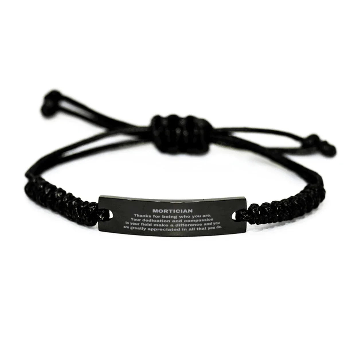 Mortician Black Braided Leather Rope Engraved Bracelet - Thanks for being who you are - Birthday Christmas Jewelry Gifts Coworkers Colleague Boss
