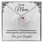 Mother Birthday Custom Engraved Birthstone Baby Feet Charm Necklace