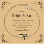 Mother-In-Law Sunflower Bracelet - Life is Learning to Dance in the Rain Birthday, Christmas Holiday Gifts