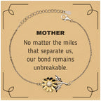 Mother Long Distance Relationship Gifts, No matter the miles that separate us, Cute Love Sunflower Bracelet For Mother, Birthday Christmas Unique Gifts For Mother