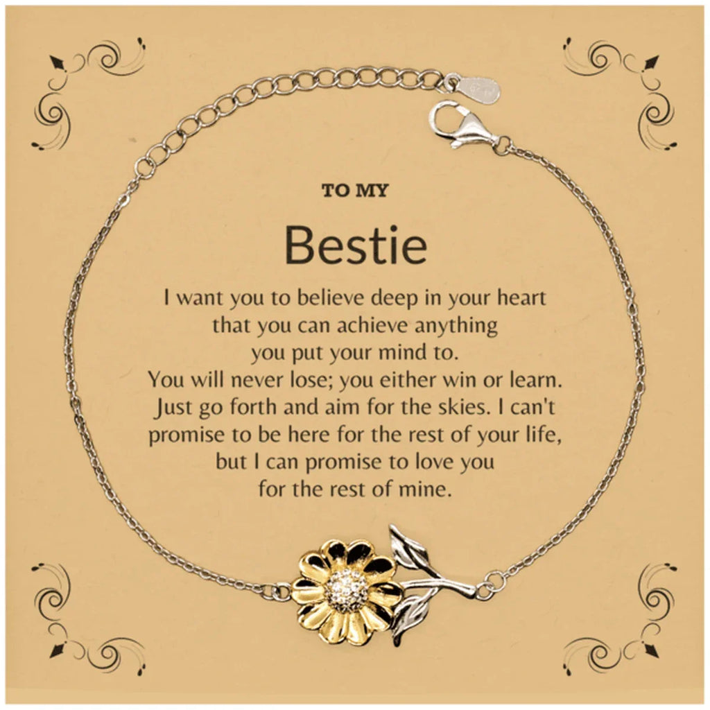 Motivational Bestie Sunflower Bracelet - I can promise to love you for the rest of my life, Birthday, Christmas Holiday Jewelry Gift