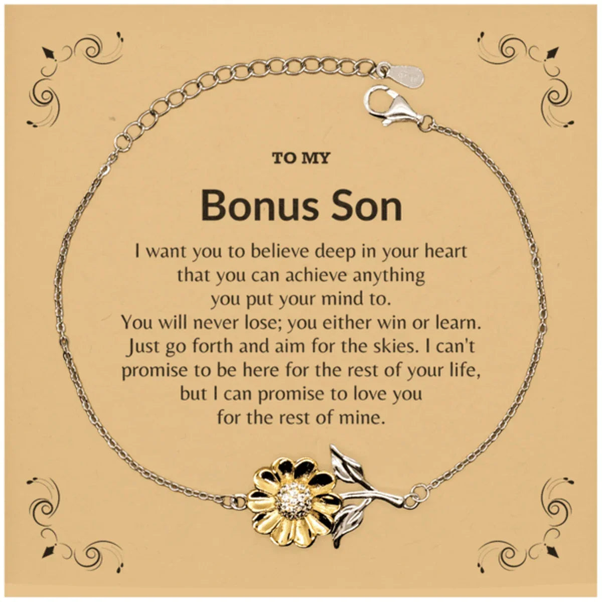 Motivational Bonus Son Sunflower Bracelet - I can promise to love you for the rest of my life, Birthday, Christmas Holiday Jewelry Gift