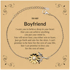Motivational Boyfriend Sunflower Bracelet - I can promise to love you for the rest of my life, Birthday, Christmas Holiday Jewelry Gift