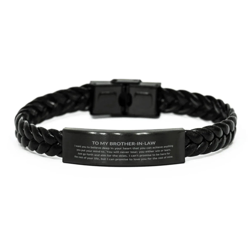 Motivational Brother-in-law Braided Leather Bracelet, Brother In Law I can promise to love you for the rest of mine