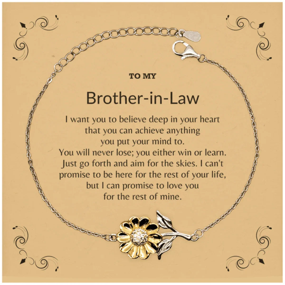 Motivational Brother-in-law Sunflower Bracelet - I can promise to love you for the rest of my life, Birthday, Christmas Holiday Jewelry Gift