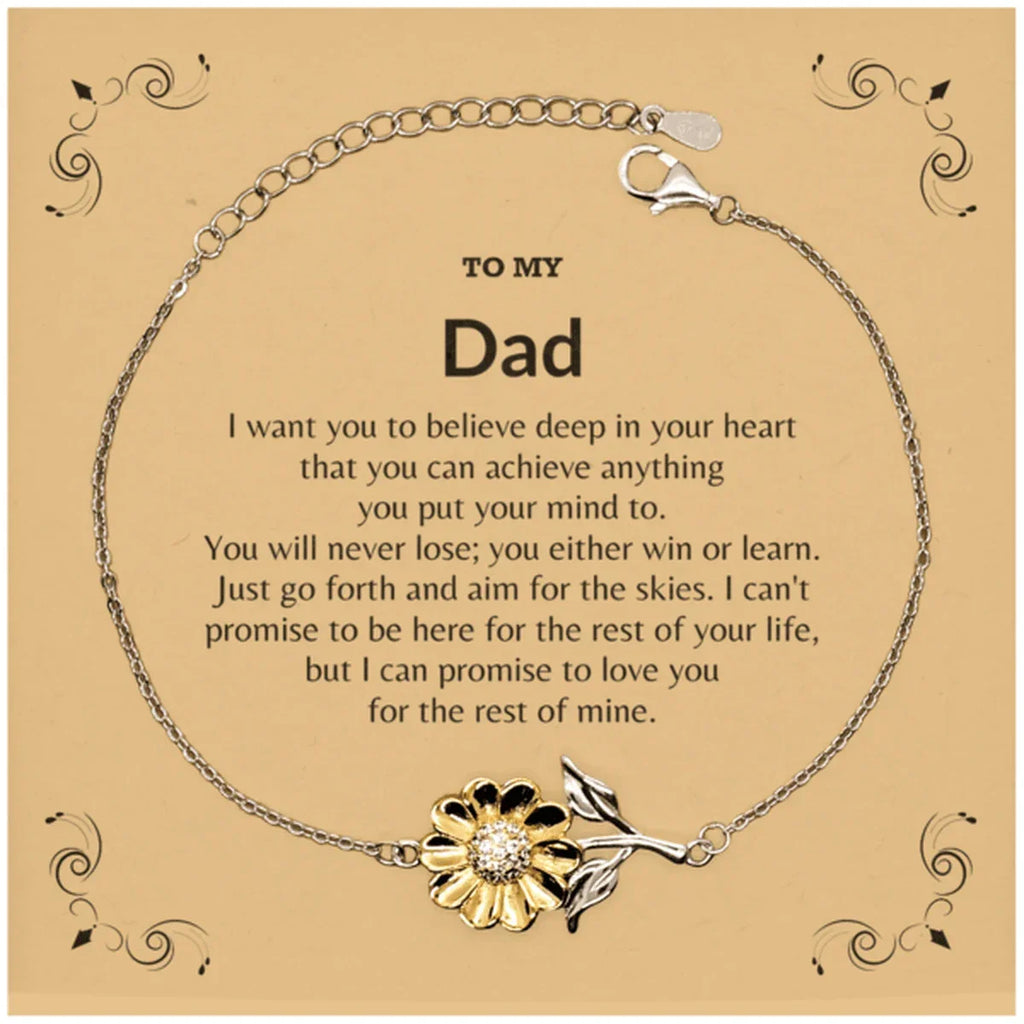 Motivational Dad Sunflower Bracelet - I can promise to love you for the rest of my life, Birthday, Christmas Holiday Jewelry Gift