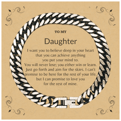 Motivational Daughter Cuban Link Chain Bracelet, I can promise to love you for the rest of my life; Birthday, Christmas Holiday Jewelry Gift - Mallard Moon Gift Shop