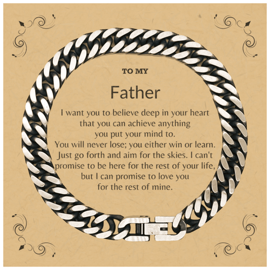 Motivational Father Cuban Link Chain Bracelet, I can promise to love you for the rest of my life; Birthday, Christmas Holiday Jewelry Gift - Mallard Moon Gift Shop