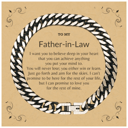 Motivational Father-in-law Cuban Link Chain Bracelet, I can promise to love you for the rest of my life; Birthday, Christmas Holiday Jewelry Gift - Mallard Moon Gift Shop