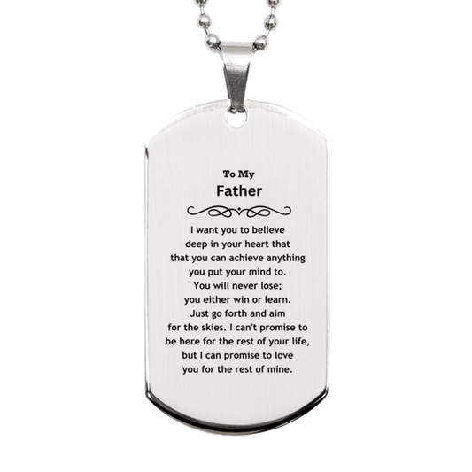 Motivational Father Silver Dog Tag Engraved Necklace, I can promise to love you for the rest of my life, Birthday Christmas Jewelry Gift - Mallard Moon Gift Shop