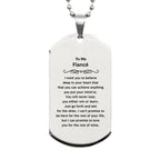 Motivational Fiancé Silver Dog Tag Engraved Necklace, I can promise to love you for the rest of my life, Birthday Christmas Jewelry Gift