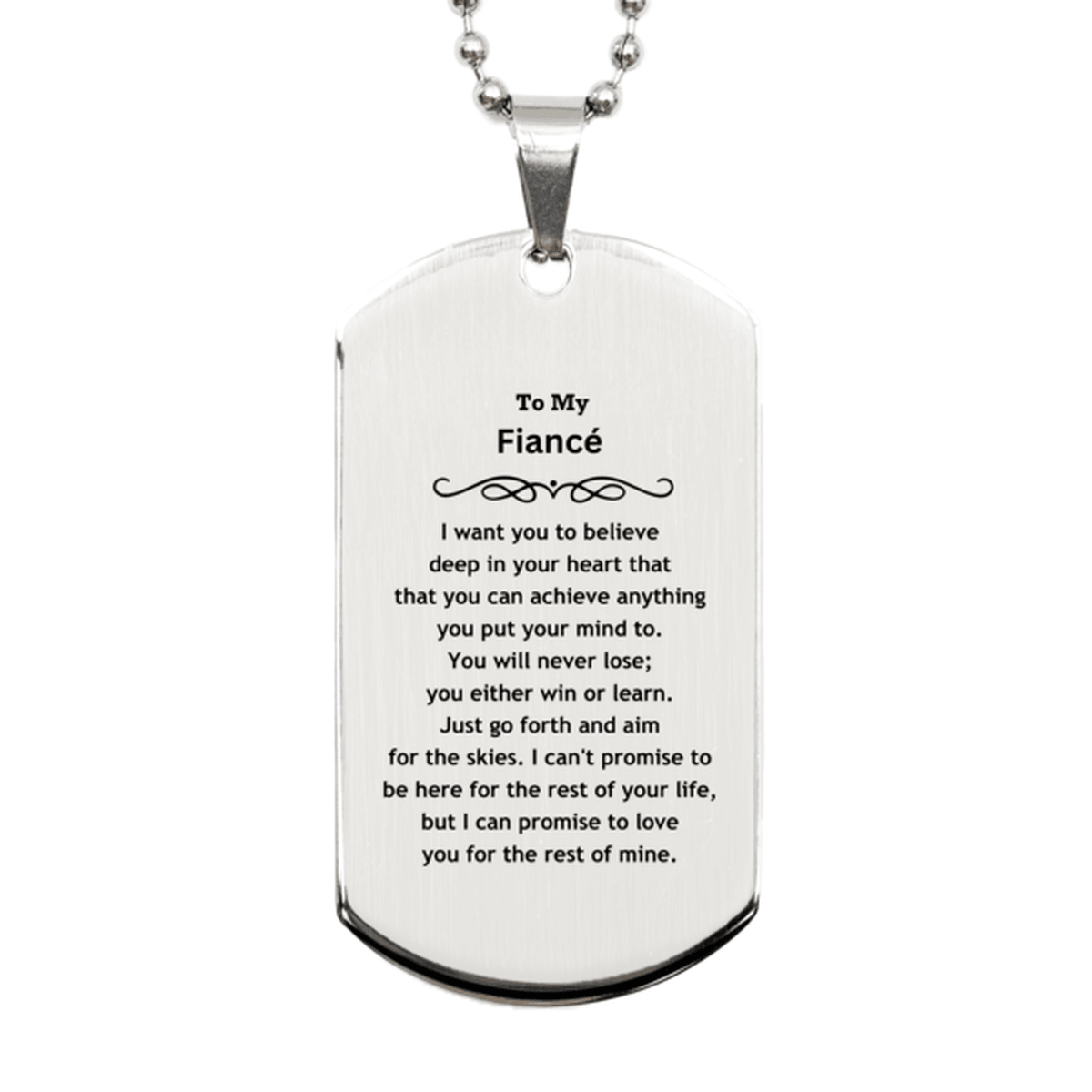 Motivational Fiancé Silver Dog Tag Engraved Necklace, I can promise to love you for the rest of my life, Birthday Christmas Jewelry Gift - Mallard Moon Gift Shop