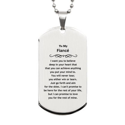 Motivational Fiancé Silver Dog Tag Engraved Necklace, I can promise to love you for the rest of my life, Birthday Christmas Jewelry Gift - Mallard Moon Gift Shop