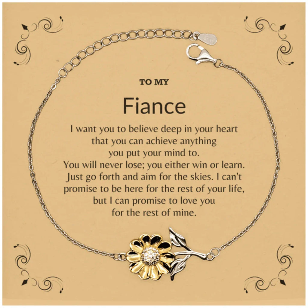 Motivational Fiancé Sunflower Bracelet - I can promise to love you for the rest of my life, Birthday, Christmas Holiday Jewelry Gift