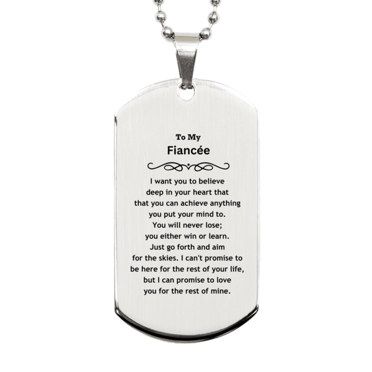 Motivational Fiancée Silver Dog Tag Engraved Necklace, I can promise to love you for the rest of my life, Birthday Christmas Jewelry Gift - Mallard Moon Gift Shop