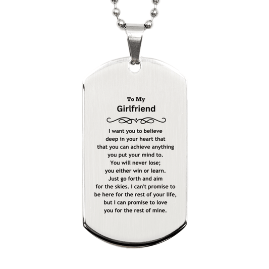 Motivational Girlfriend Silver Dog Tag Engraved Necklace, I can promise to love you for the rest of my life, Birthday Christmas Jewelry Gift - Mallard Moon Gift Shop