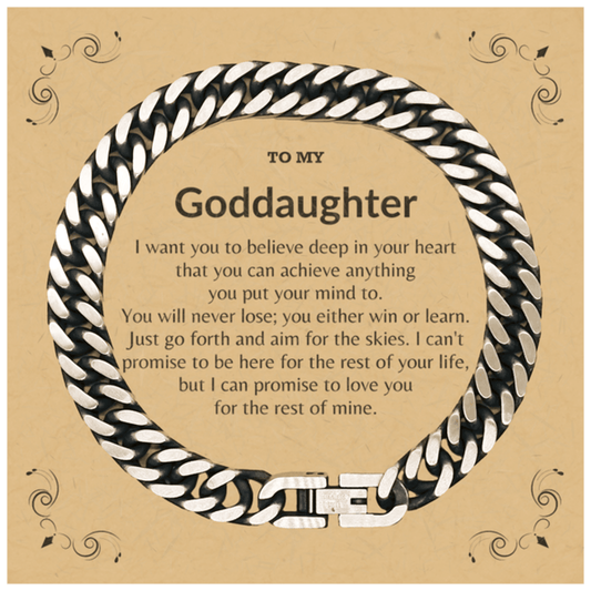 Motivational Goddaughter Cuban Link Chain Bracelet, Goddaughter I can promise to love you for the rest of mine, Bracelet with Message Card For Goddaughter, Goddaughter Birthday Jewelry Gift for Women Men - Mallard Moon Gift Shop