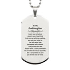 Motivational Goddaughter Silver Dog Tag Engraved Necklace, I can promise to love you for the rest of my life, Birthday Christmas Jewelry Gift