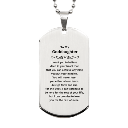 Motivational Goddaughter Silver Dog Tag Engraved Necklace, I can promise to love you for the rest of my life, Birthday Christmas Jewelry Gift - Mallard Moon Gift Shop