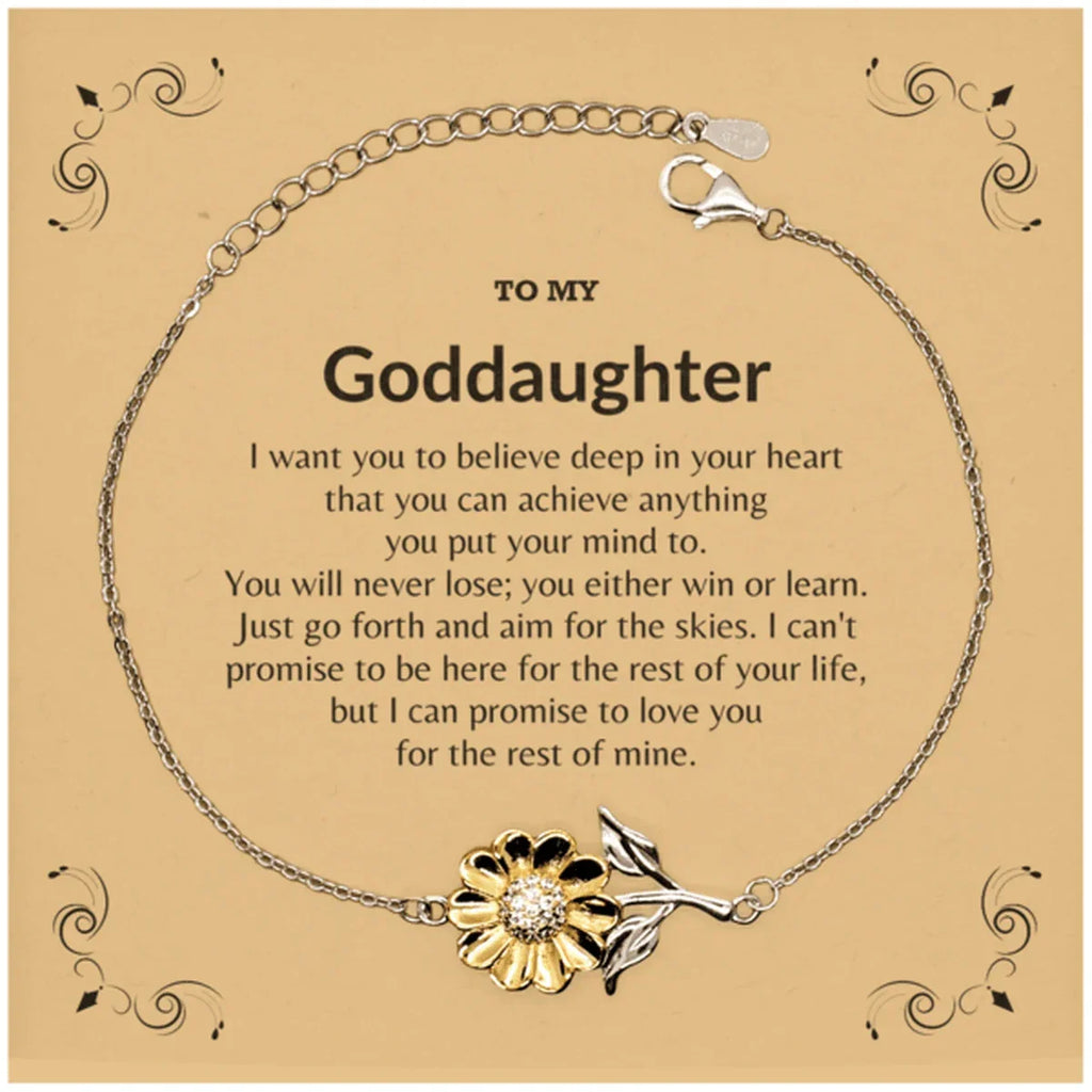 Motivational Goddaughter Sunflower Bracelet - I can promise to love you for the rest of my life, Birthday, Christmas Holiday Jewelry Gift
