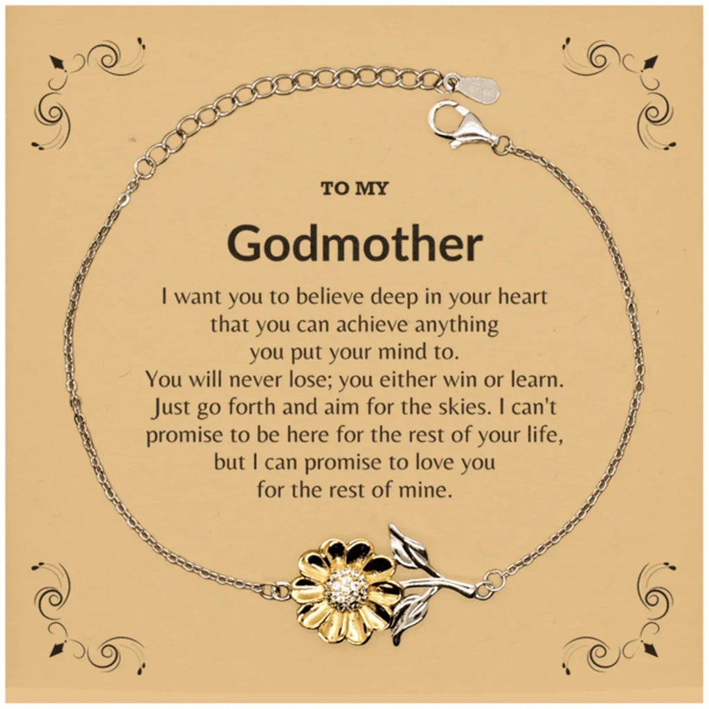 Motivational Godmother Sunflower Bracelet - I can promise to love you for the rest of my life, Birthday, Christmas Holiday Jewelry Gift