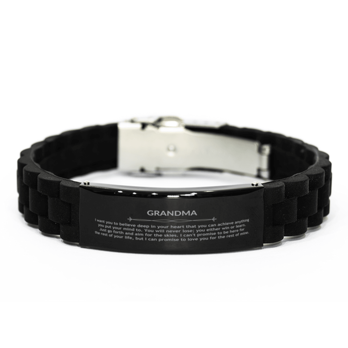 Motivational Grandma Black Glidelock Clasp Bracelet, Grandma I can promise to love you for the rest of mine, Bracelet For Grandma, Grandma Birthday Jewelry Gift for Women Men - Mallard Moon Gift Shop