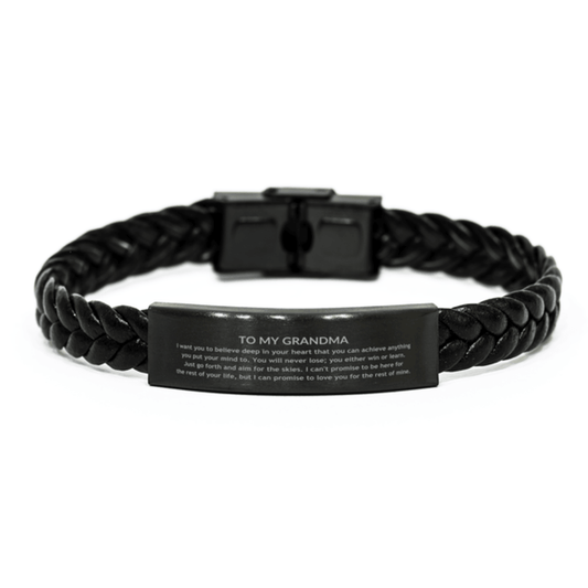 Motivational Grandma Braided Leather Bracelet, Grandma I can promise to love you for the rest of mine, Bracelet For Grandma, Grandma Birthday Jewelry Gift for Women Men - Mallard Moon Gift Shop