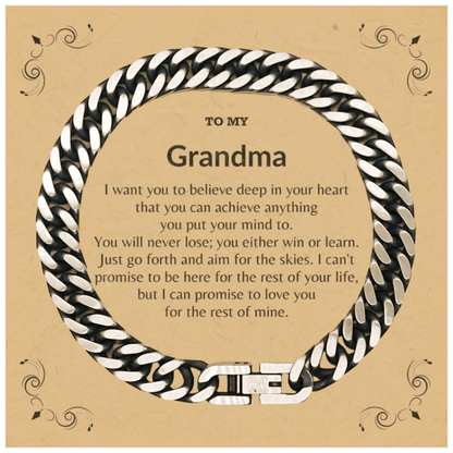 Motivational Grandma Cuban Link Chain Bracelet, Grandma I can promise to love you for the rest of mine, Bracelet with Message Card For Grandma, Grandma Birthday Jewelry Gift for Women Men - Mallard Moon Gift Shop